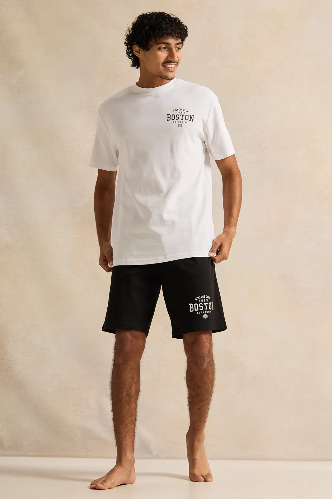 Men White And Black Printed Pyjama Set (2 Piece) sold by Redtag