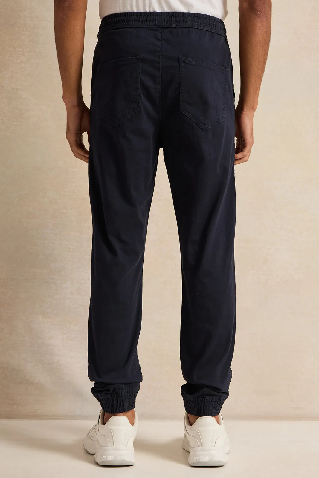 Men Navy Twill Joggers sold by Redtag product image thumbnail 3