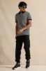 Men Black Jacquard Polo Shirt sold by Redtag