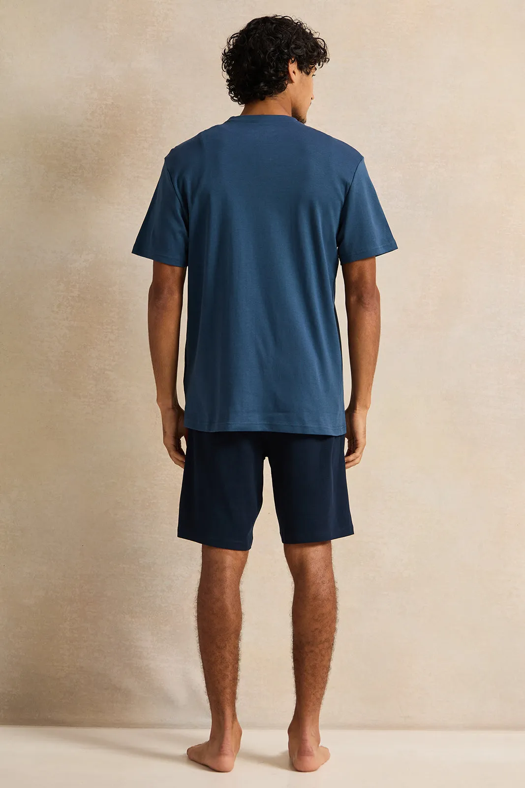 Men Navy T-Shirt And Shorts Pyjama Set (2 Piece) sold by Redtag product image thumbnail 4