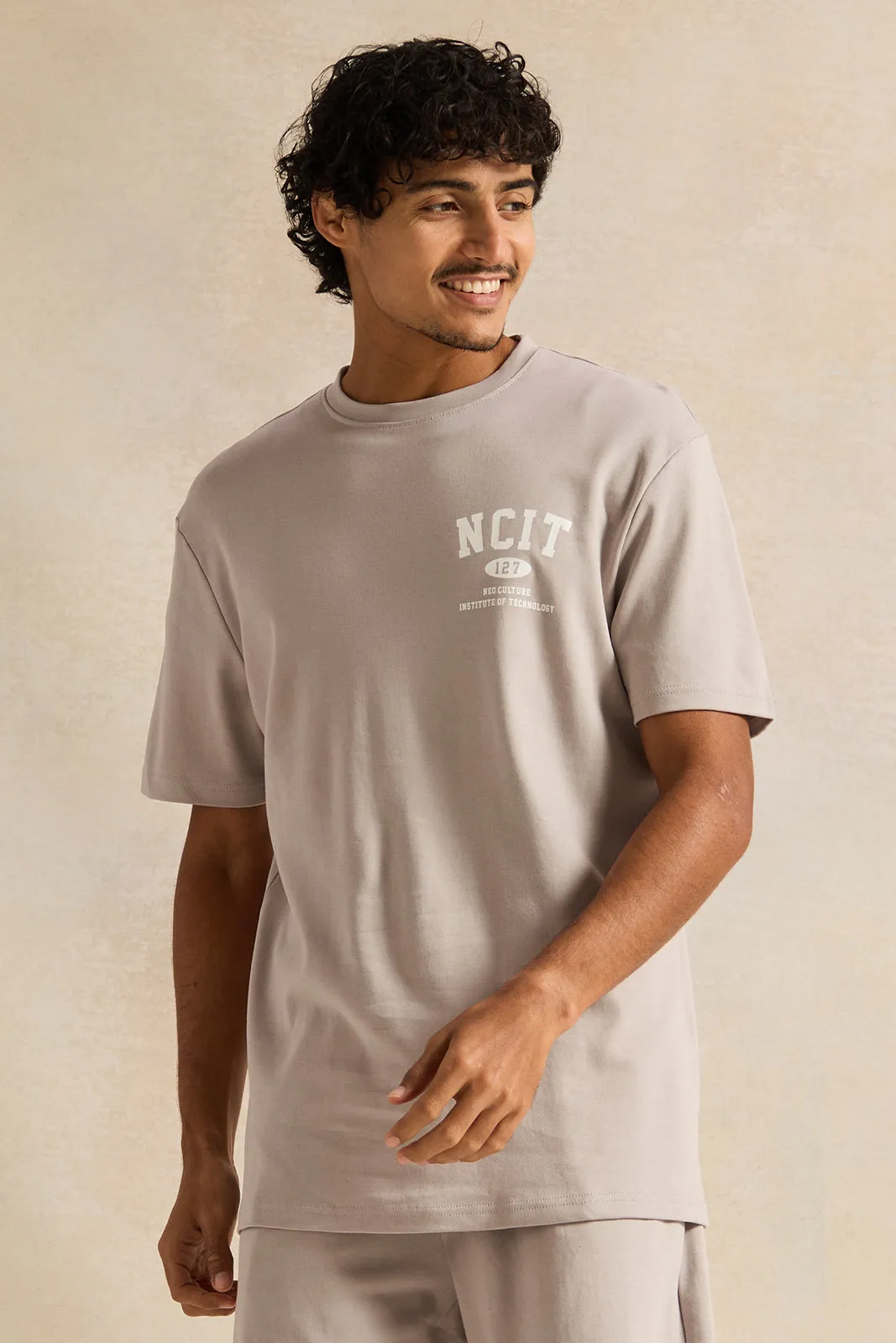 Men Grey T-Shirt And Shorts Pyjama Set (2 Piece) sold by Redtag product image thumbnail 2