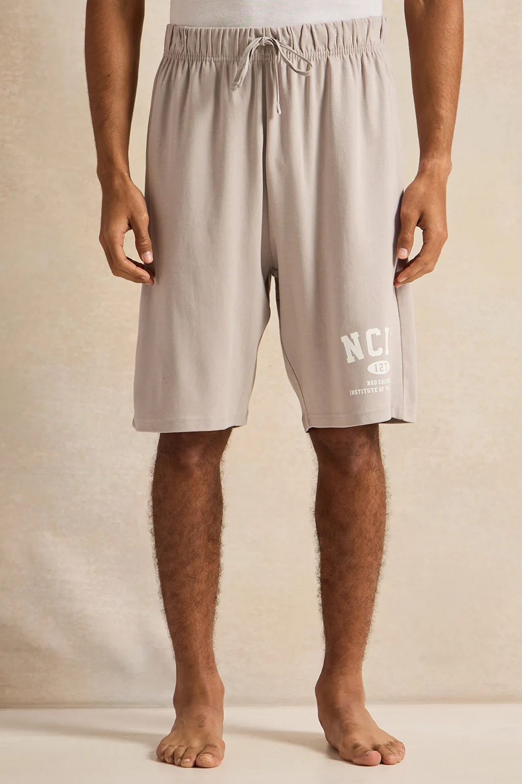 Men Grey T-Shirt And Shorts Pyjama Set (2 Piece) sold by Redtag product image thumbnail 3