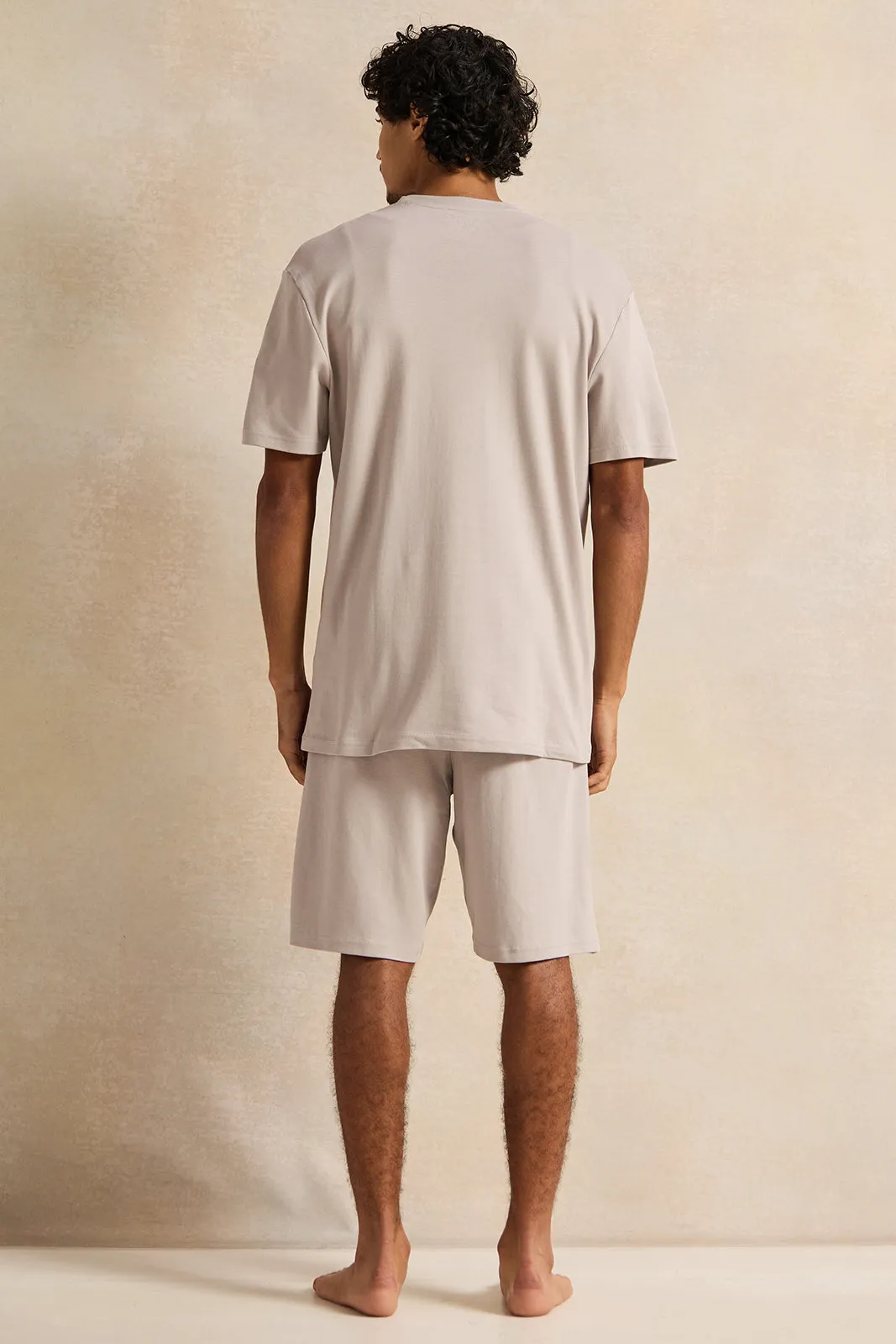 Men Grey T-Shirt And Shorts Pyjama Set (2 Piece) sold by Redtag product image thumbnail 4