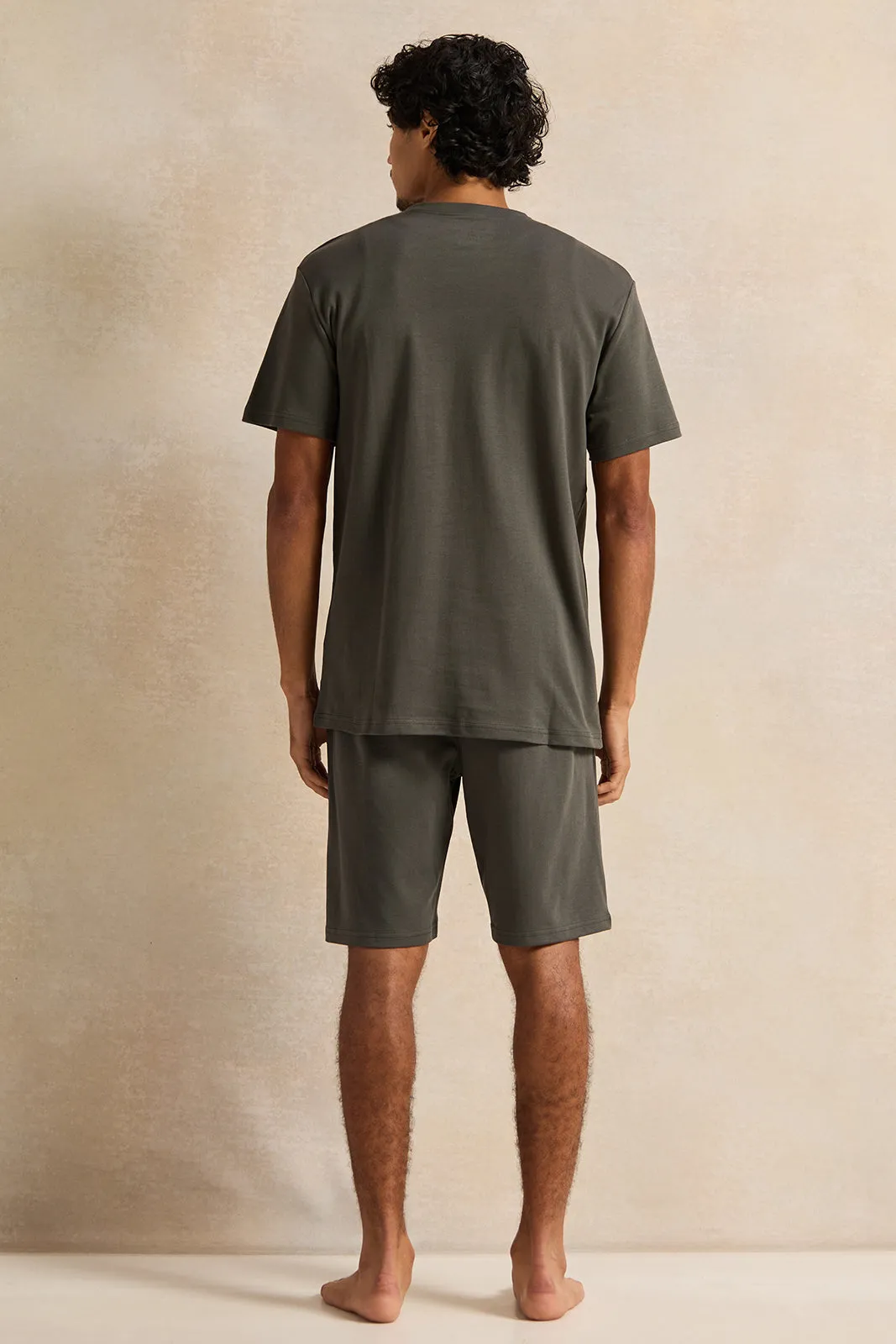 Men Grey T-Shirt And Shorts Pyjama Set (2 Piece) sold by Redtag product image thumbnail 4