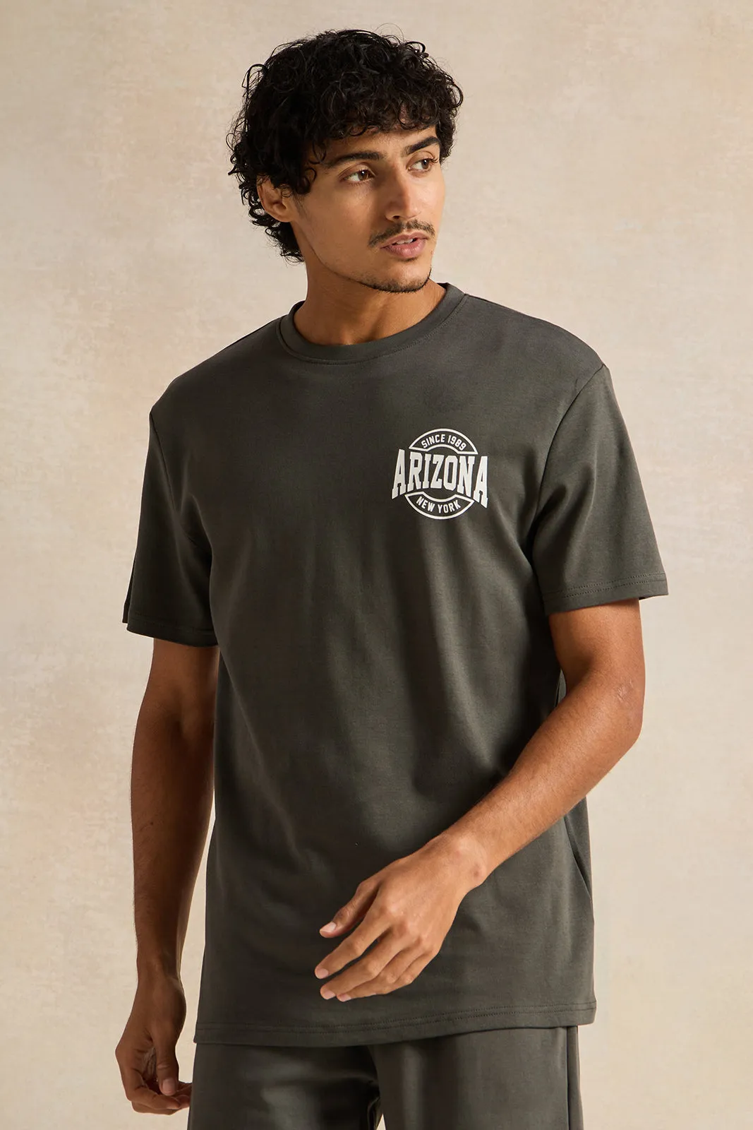 Men Grey T-Shirt And Shorts Pyjama Set (2 Piece) sold by Redtag product image thumbnail 2