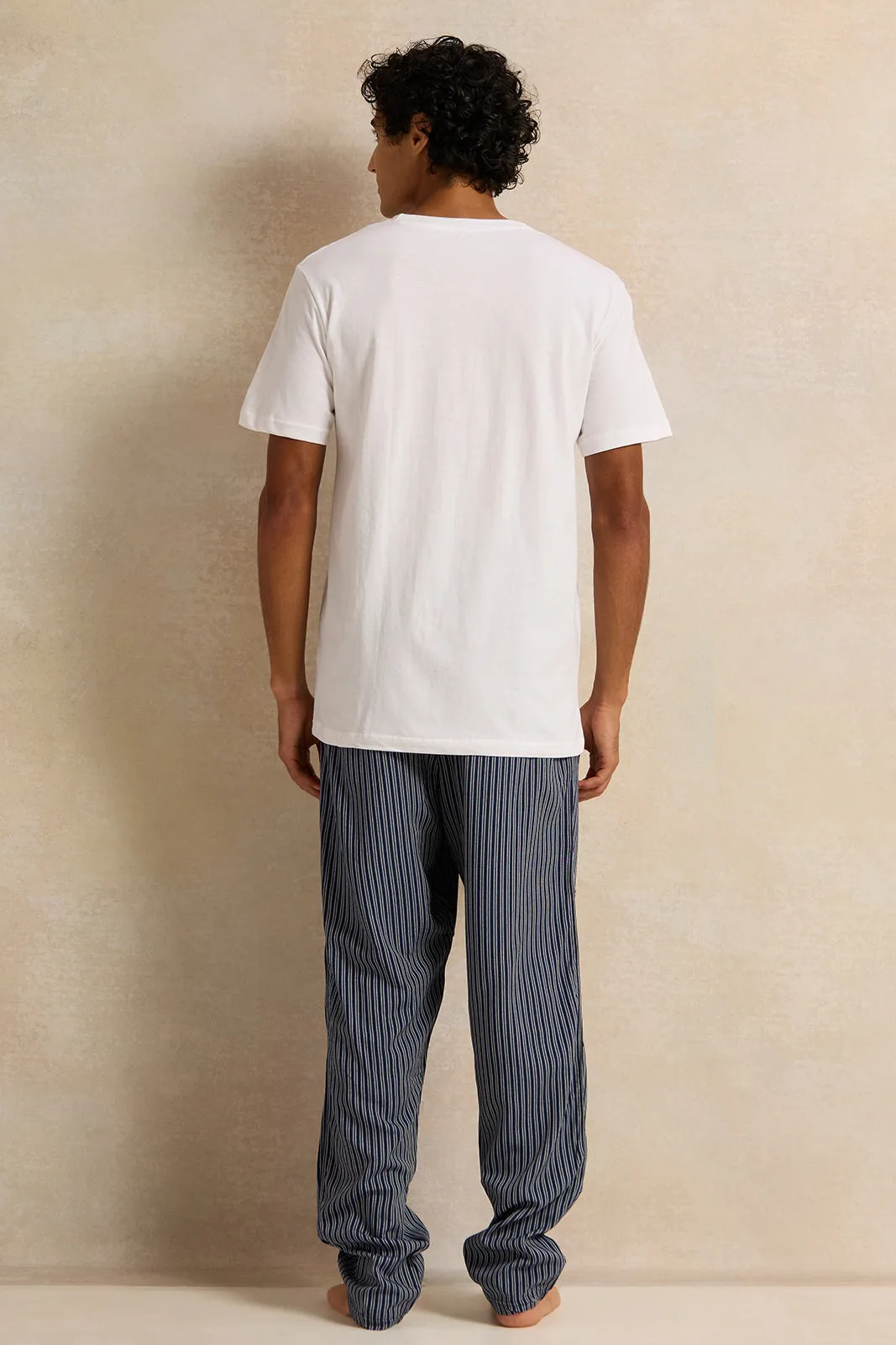 Men White And Grey Pyjama Set (2 Piece) sold by Redtag product image thumbnail 4