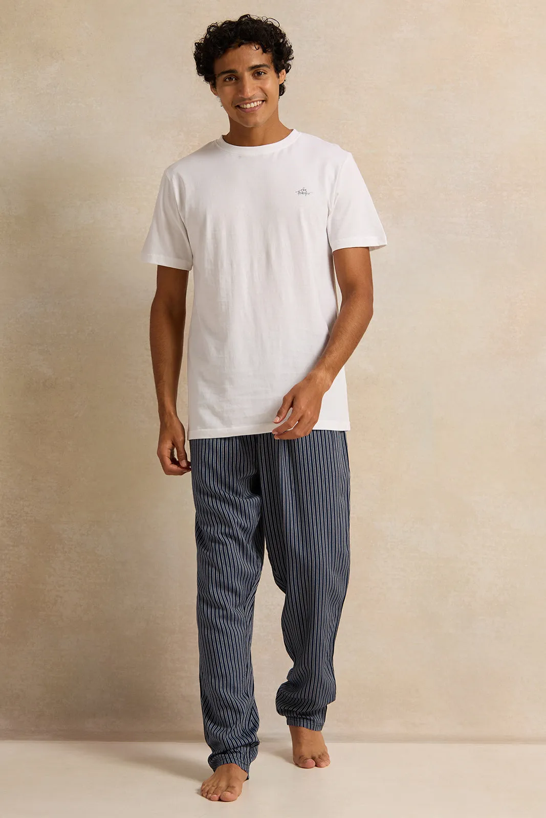 Men White And Grey Pyjama Set (2 Piece) sold by Redtag