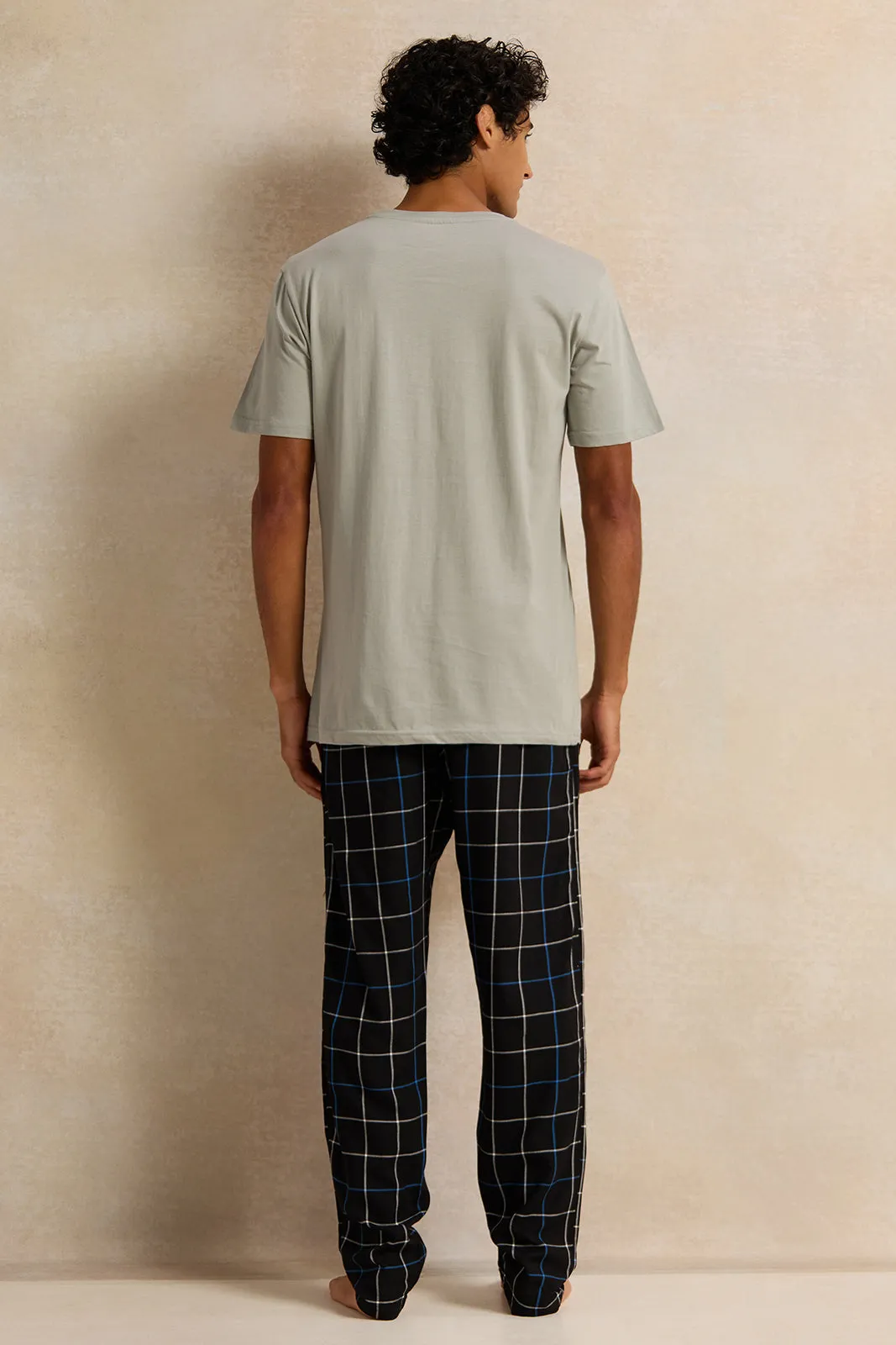 Men Grey And Checkered Pyjama Set (2 Piece) sold by Redtag product image thumbnail 4