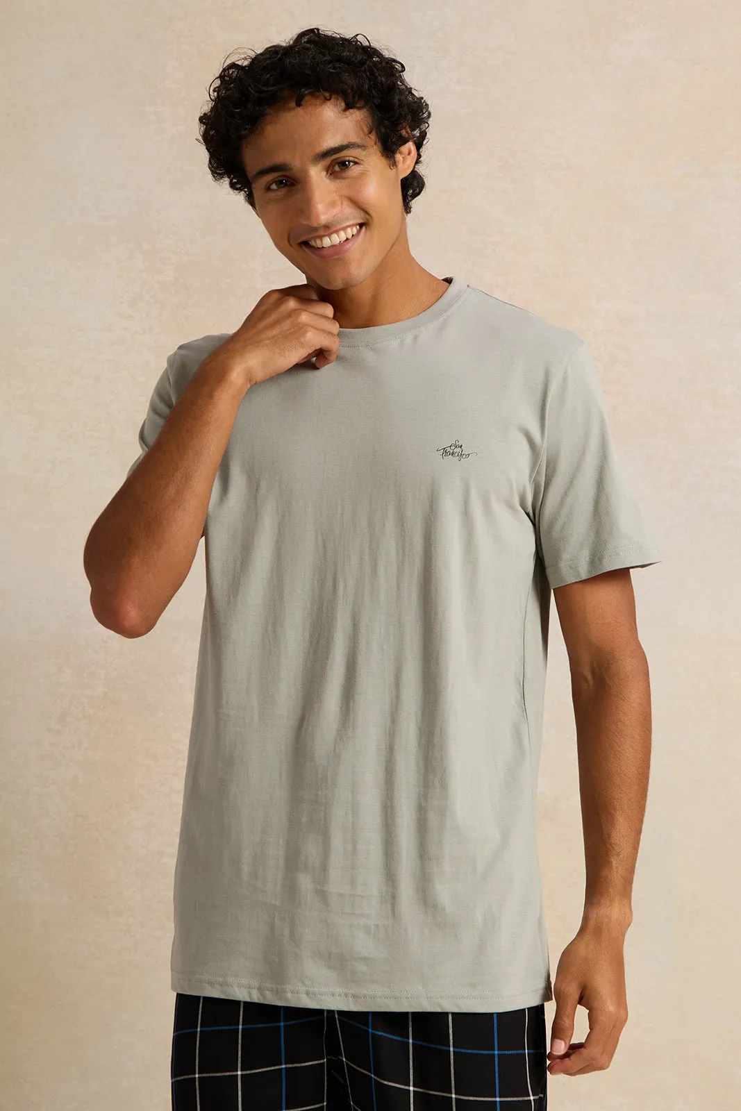 Men Grey And Checkered Pyjama Set (2 Piece) sold by Redtag product image thumbnail 2