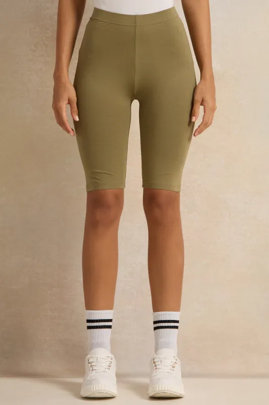 Women Green Biker Short sold by Redtag