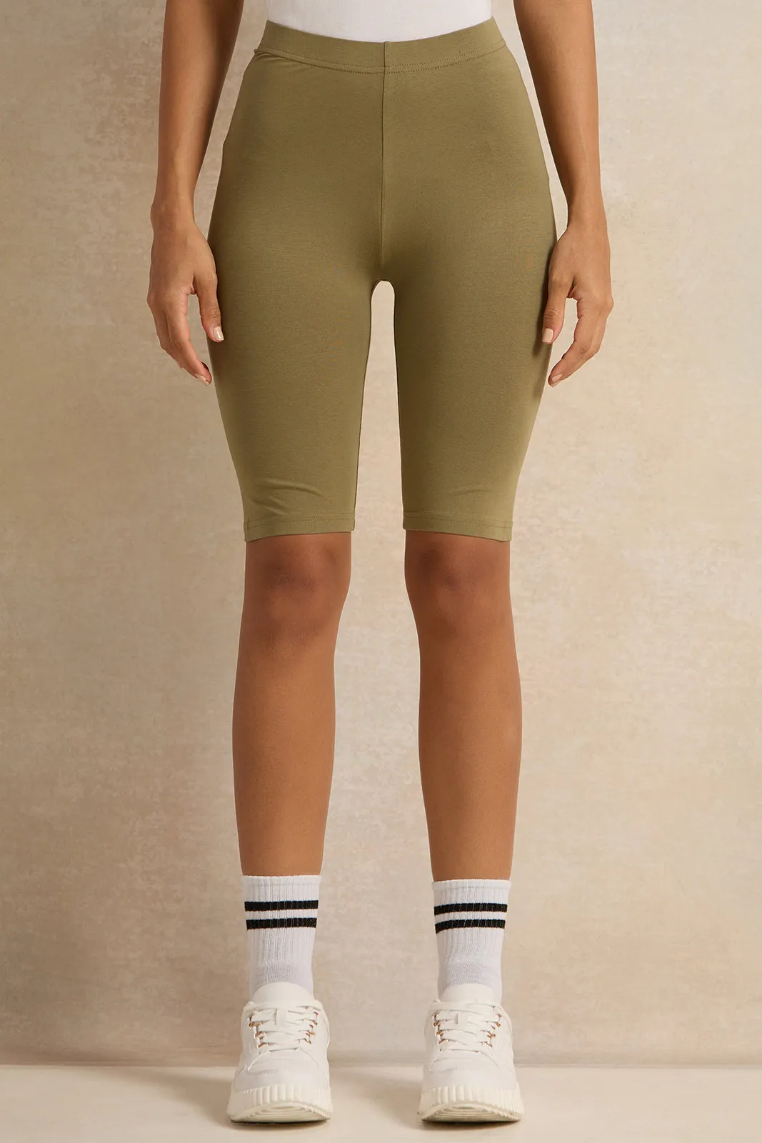 Women Green Biker Short sold by Redtag