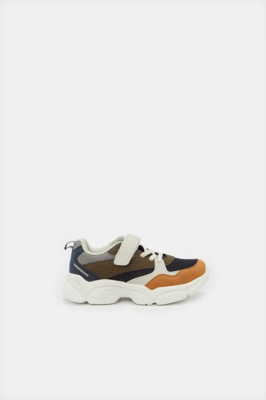 Boys Grey Material Block Chunky Sneakers sold by Redtag