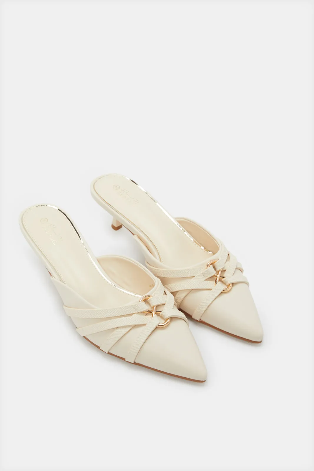 Women Beige Closed Toe Mule With Trim Upper sold by Redtag product image thumbnail 2