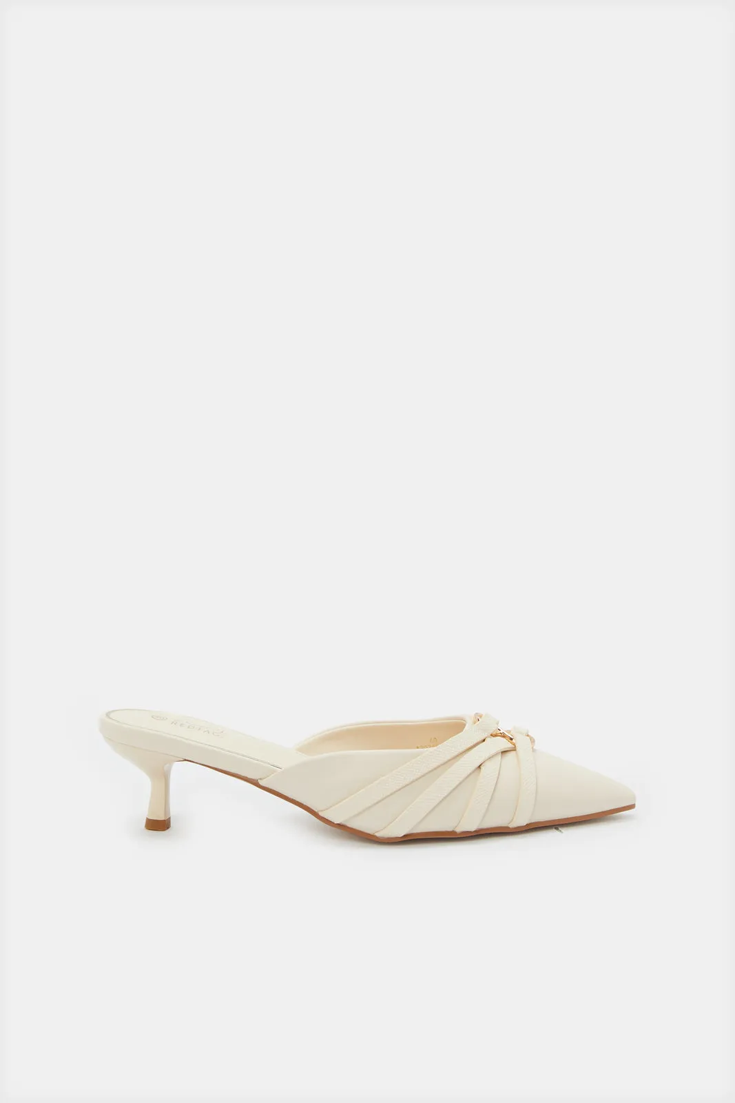 Women Beige Closed Toe Mule With Trim Upper sold by Redtag