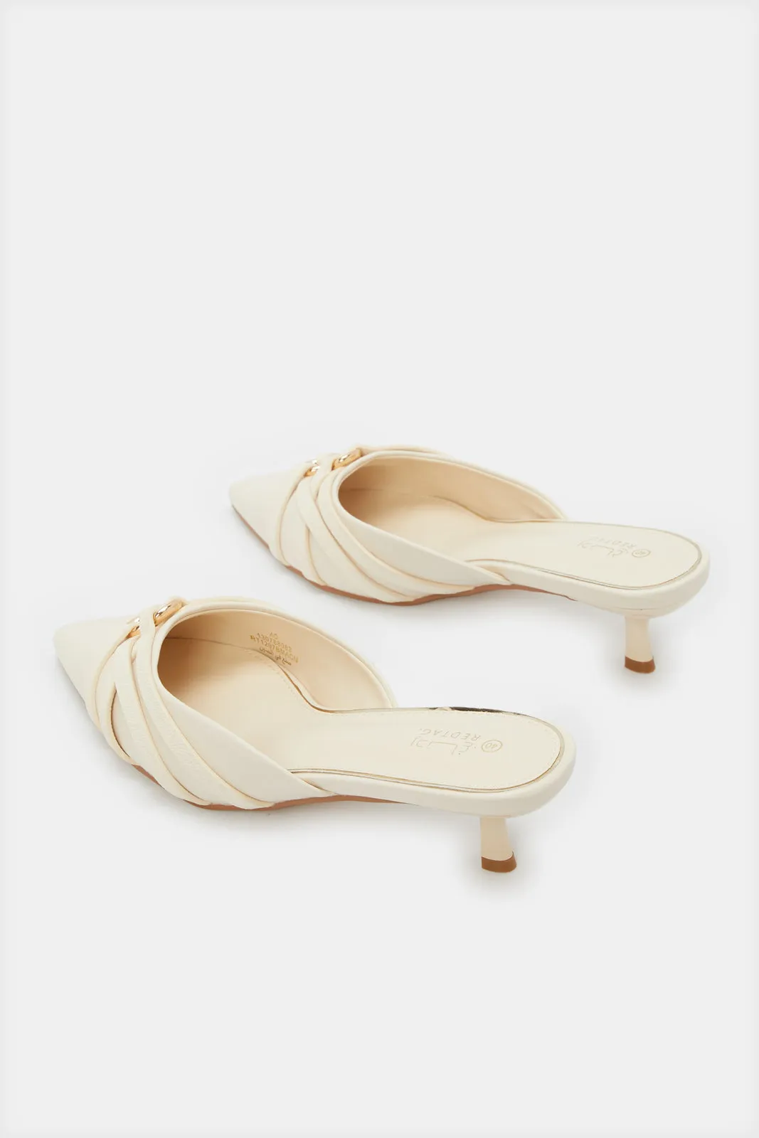 Women Beige Closed Toe Mule With Trim Upper sold by Redtag product image thumbnail 4