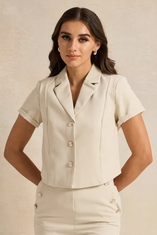 Women Beige Waist Length Jacket sold by Redtag