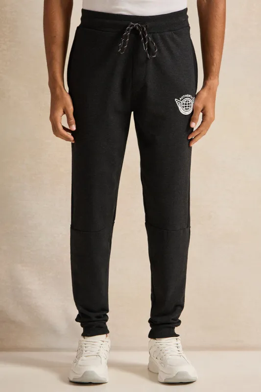 Men Charcoal Logo Print Active Pants sold by Redtag