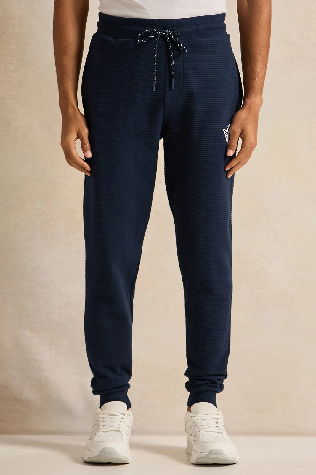 Men Navy Logo Print Active Pants sold by Redtag