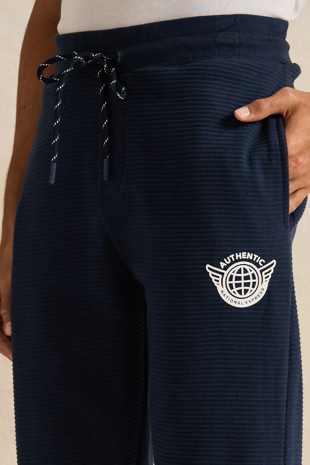 Men Navy Logo Print Active Pants sold by Redtag product image thumbnail 4