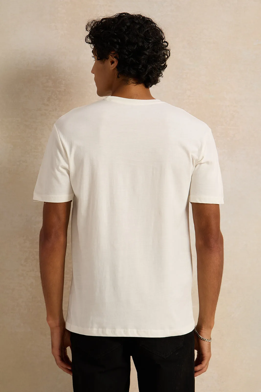 Men White Printed T-Shirt sold by Redtag product image thumbnail 3
