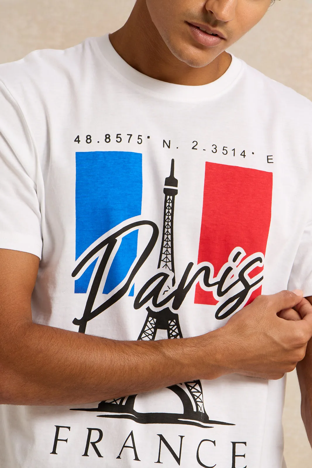 Men White Printed T-Shirt sold by Redtag product image thumbnail 4