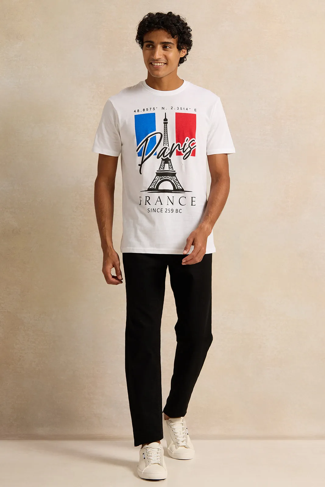 Men White Printed T-Shirt sold by Redtag product image thumbnail 2