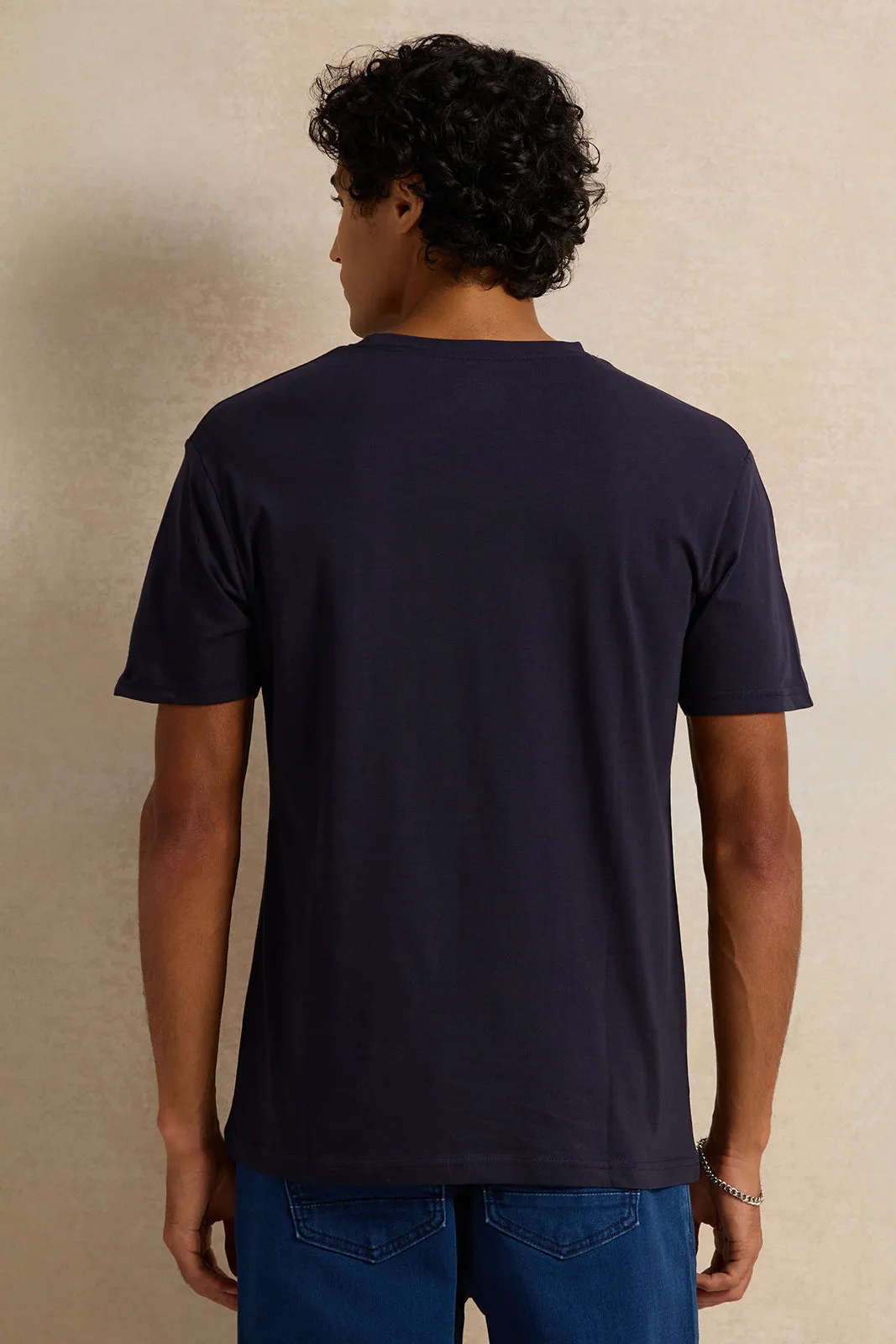 Men Navy Printed T-Shirt sold by Redtag product image thumbnail 3
