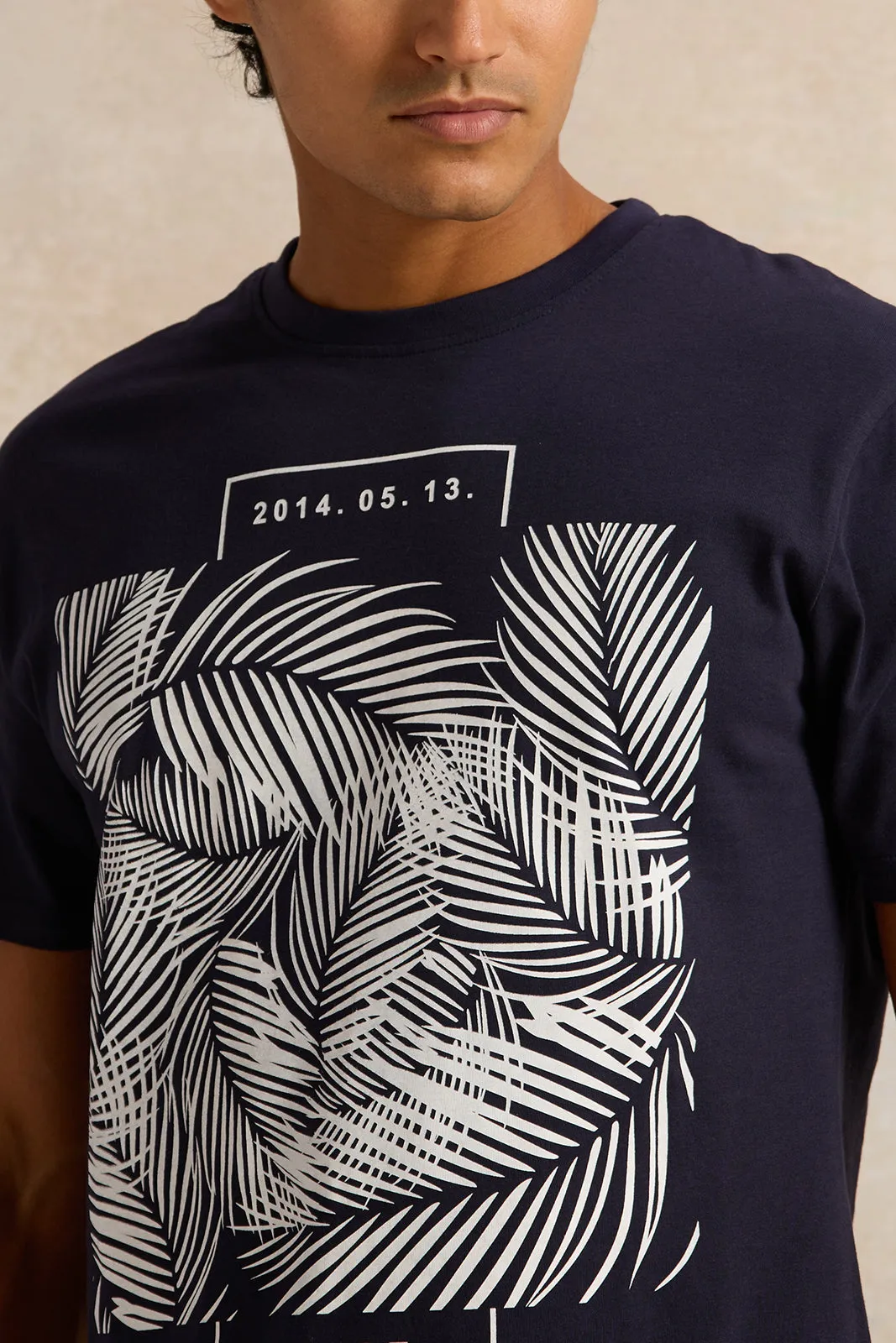 Men Navy Printed T-Shirt sold by Redtag product image thumbnail 4