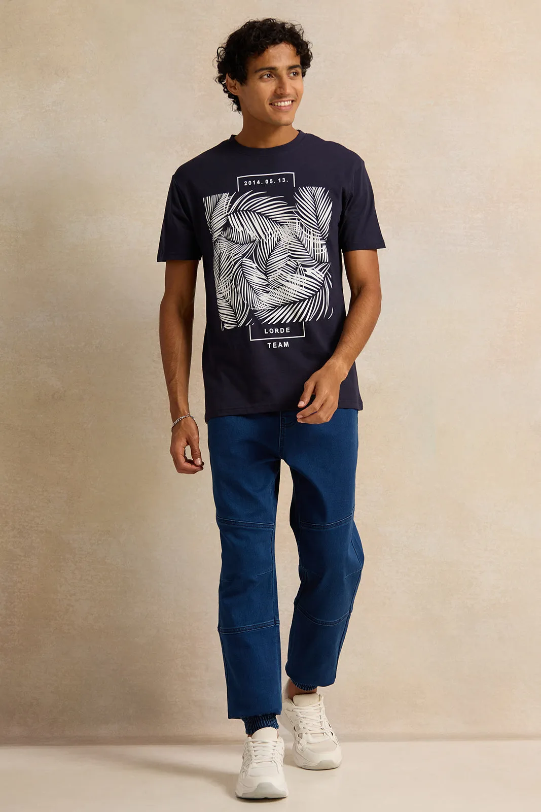 Men Navy Printed T-Shirt sold by Redtag product image thumbnail 2