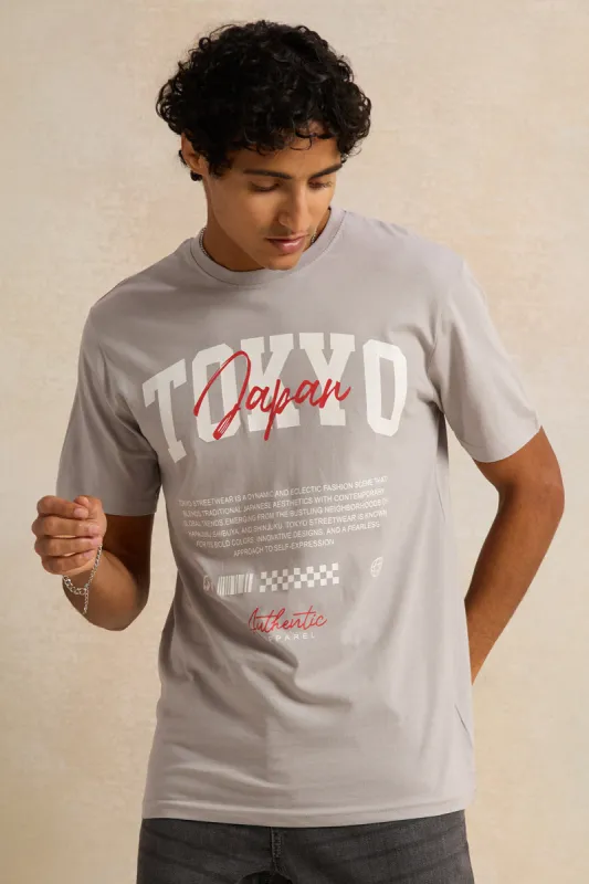 Men Grey Printed T-Shirt sold by Redtag