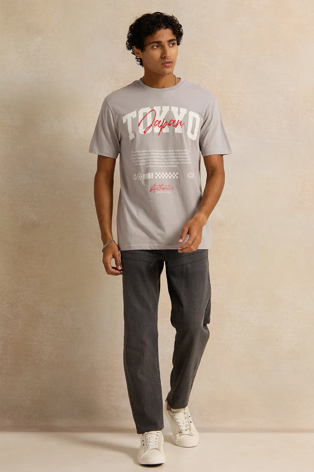 Men Grey Printed T-Shirt sold by Redtag product image thumbnail 2