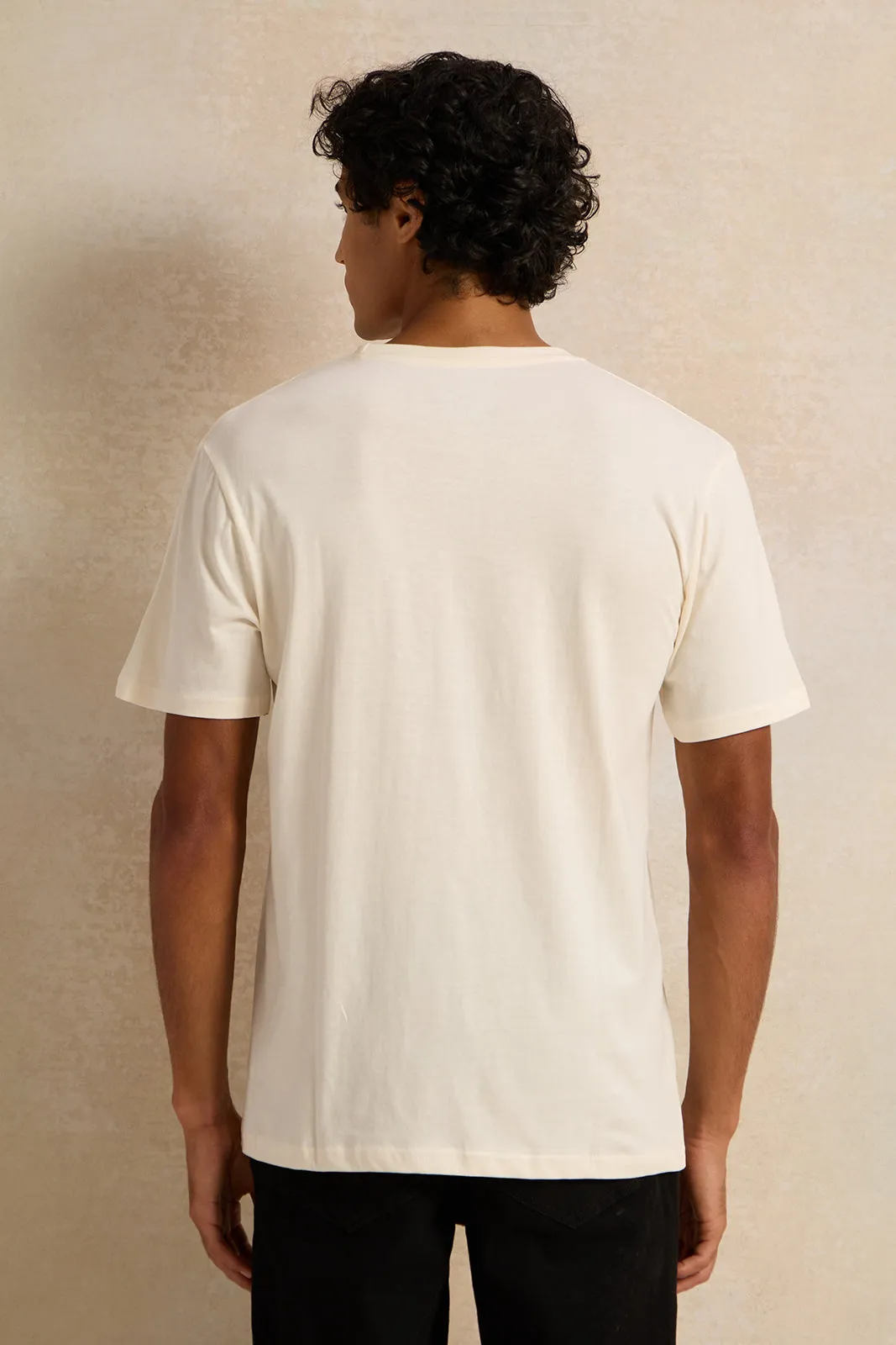 Men Beige Printed T-Shirt sold by Redtag product image thumbnail 3