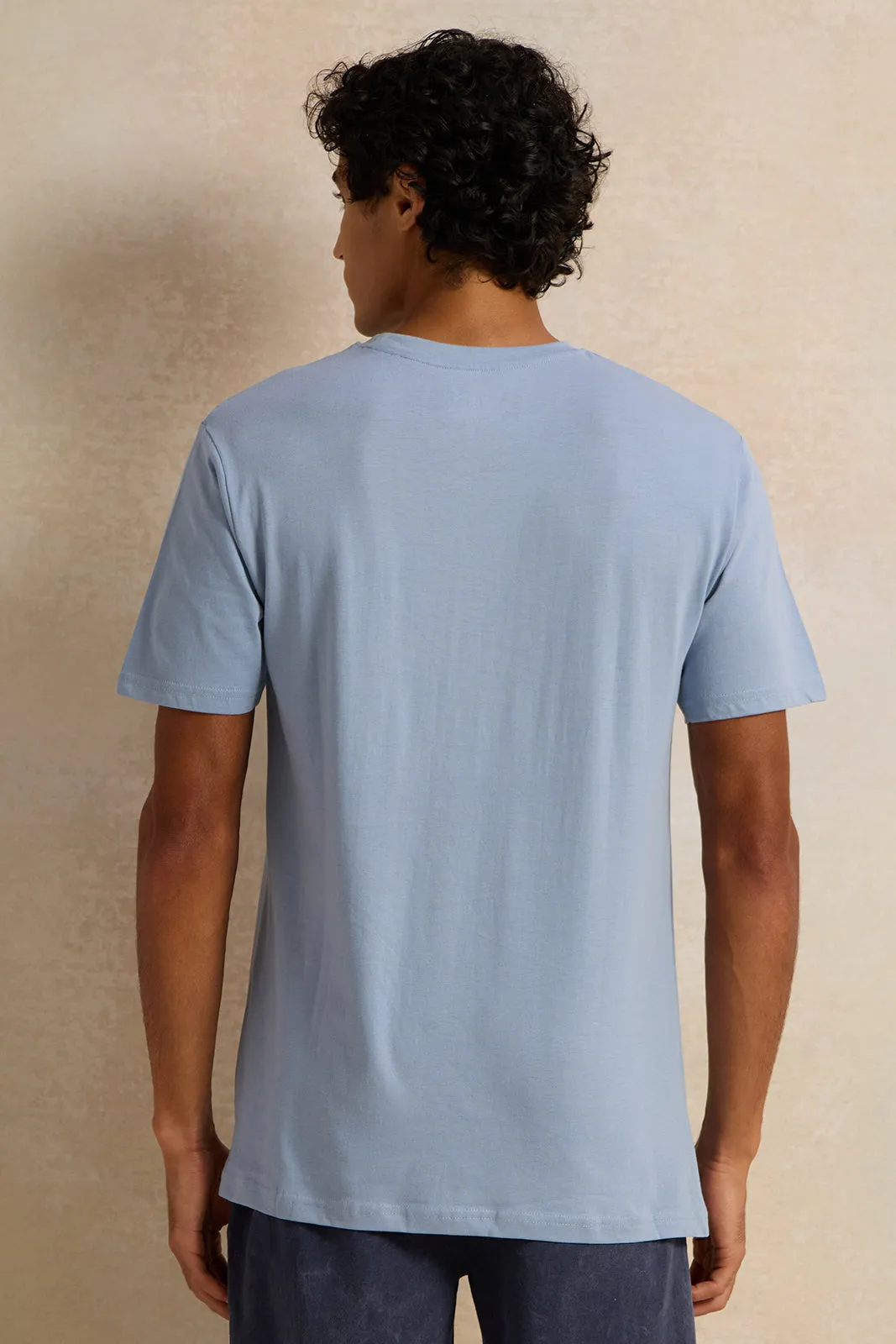 Men Blue Printed T-Shirt sold by Redtag product image thumbnail 3