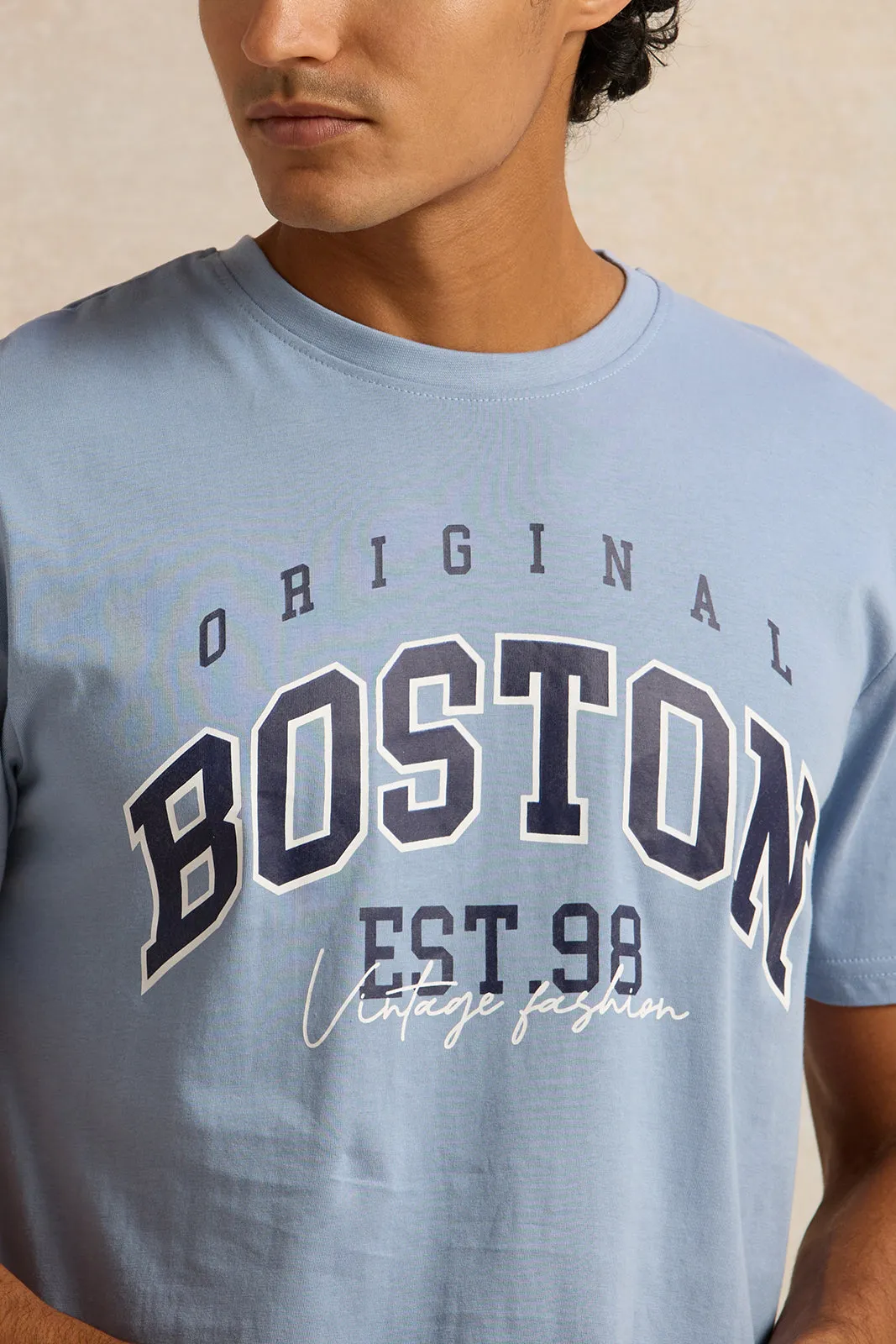 Men Blue Printed T-Shirt sold by Redtag product image thumbnail 4