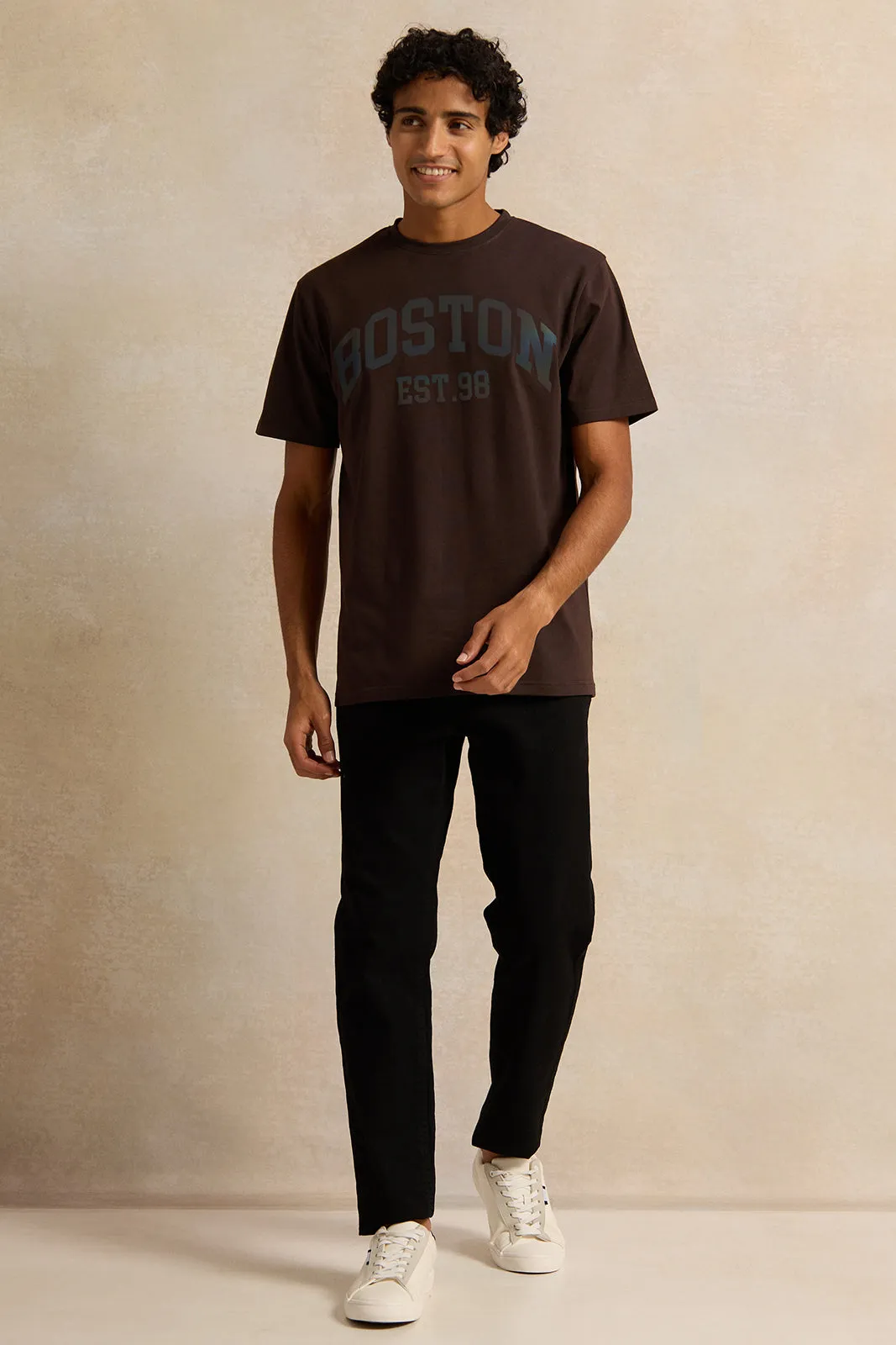 Men Brown Printed T-Shirt sold by Redtag product image thumbnail 2
