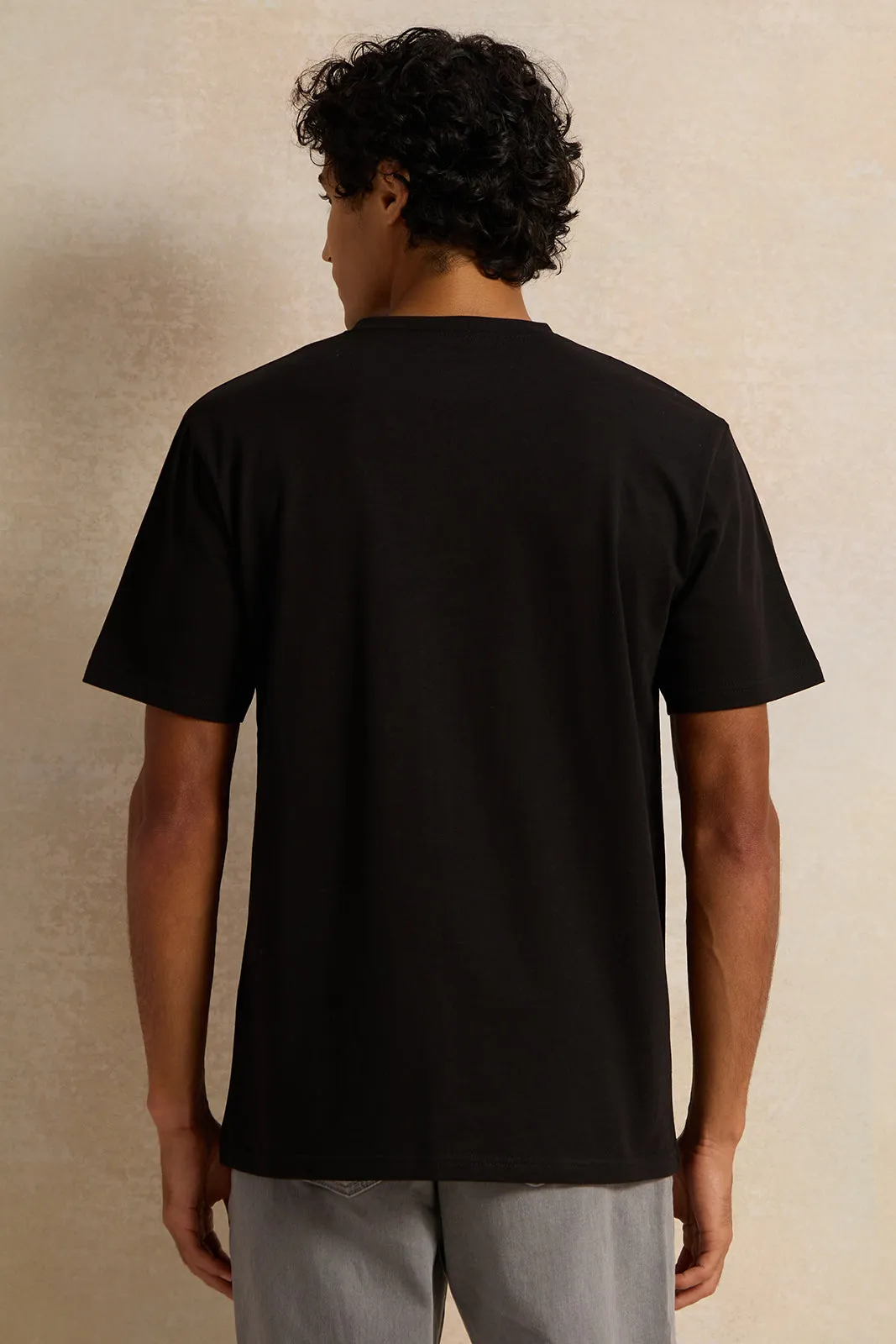 Men Black Printed T-Shirt sold by Redtag product image thumbnail 3
