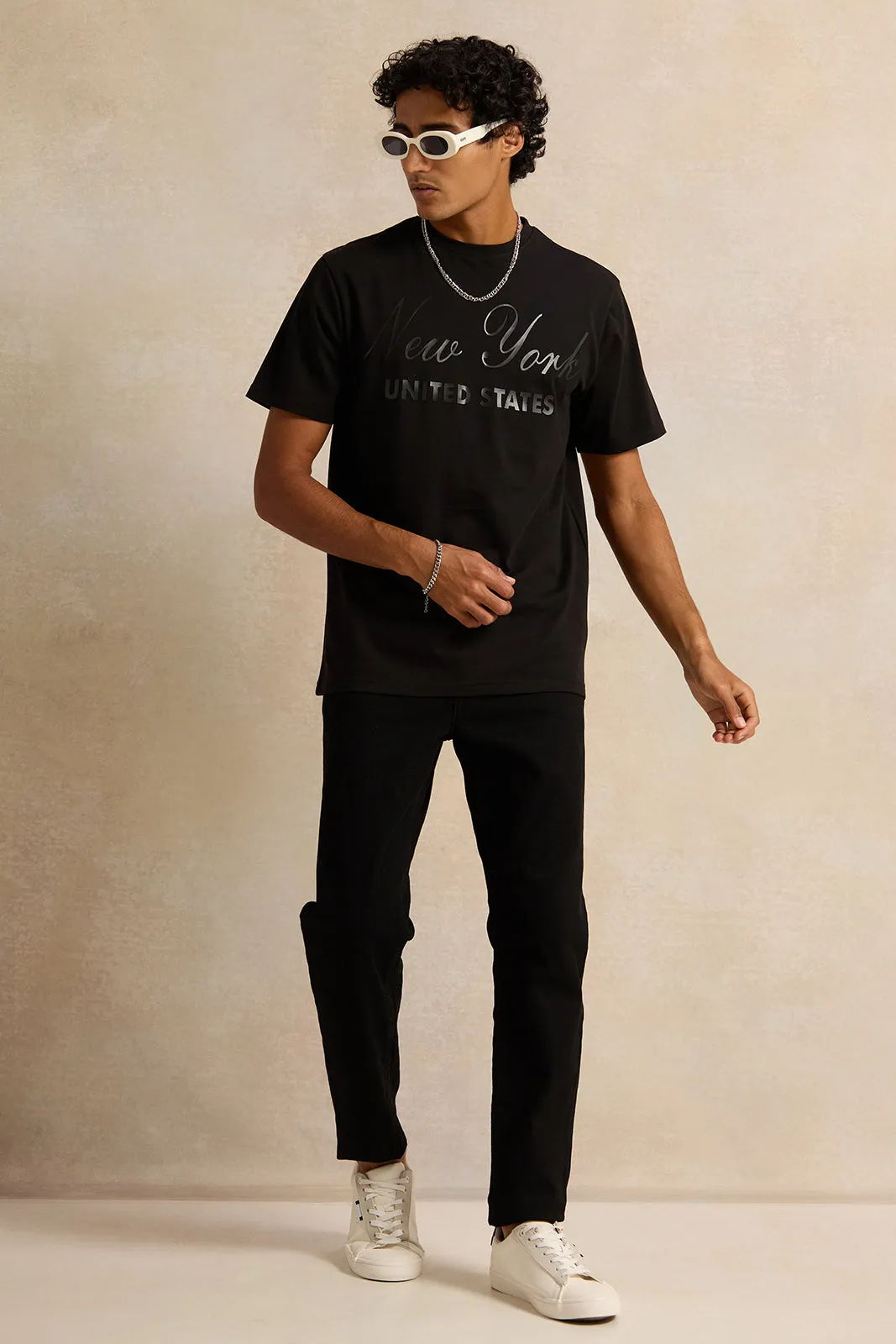 Men Charcoal Printed T-Shirt sold by Redtag product image thumbnail 2