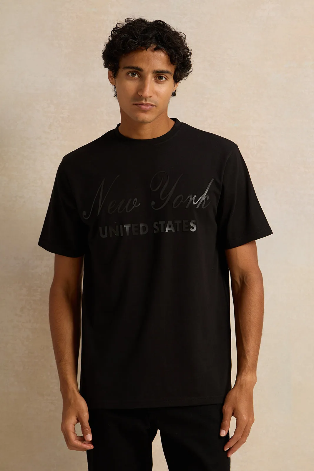 Men Charcoal Printed T-Shirt sold by Redtag