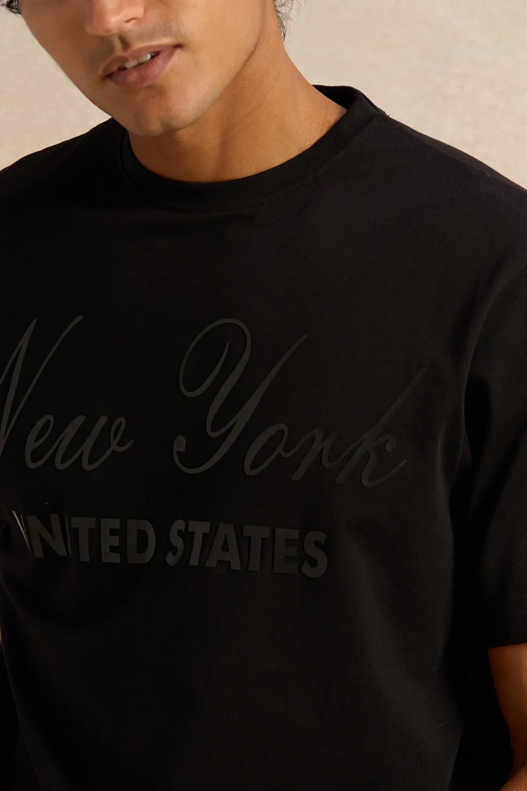 Men Charcoal Printed T-Shirt sold by Redtag product image thumbnail 4