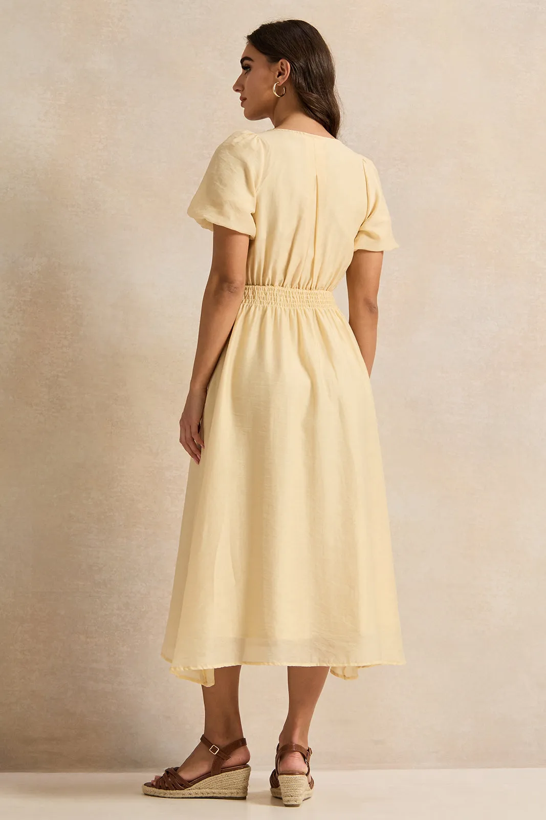 Women Yellow Square Neck Dress sold by Redtag product image thumbnail 3