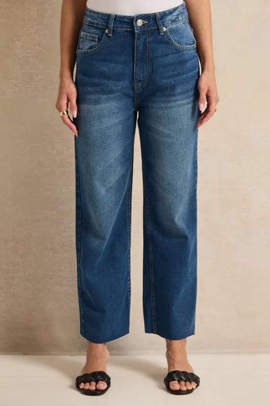 Women Navy Straight Fit Jeans sold by Redtag