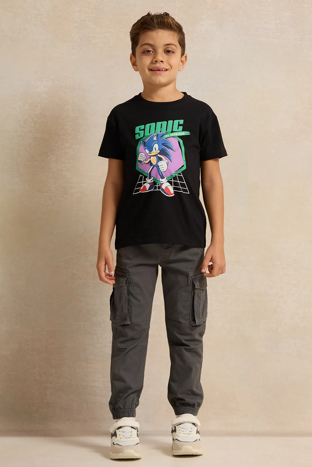 Boys Black Sonic Character Printed Tshirt sold by Redtag product image thumbnail 2