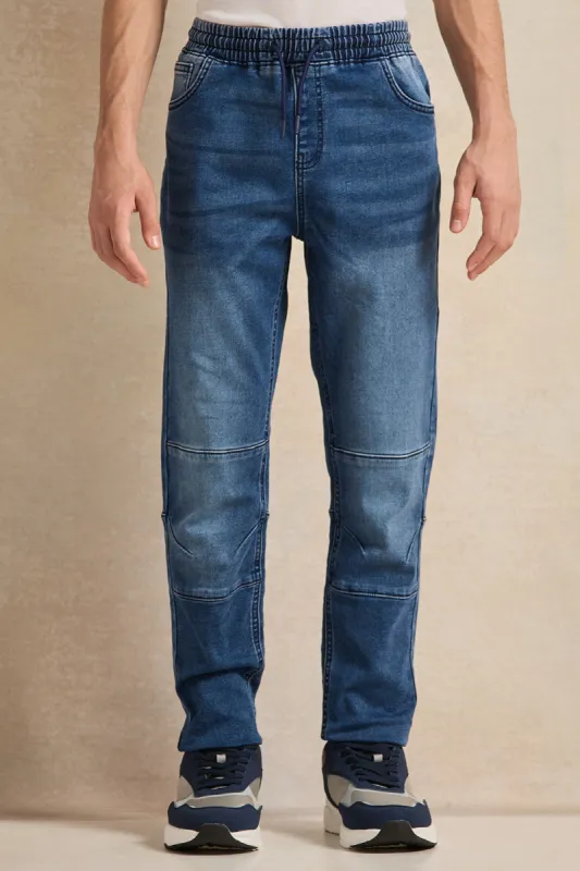 Senior Boys Navy Biker Knee Denim Jeans sold by Redtag