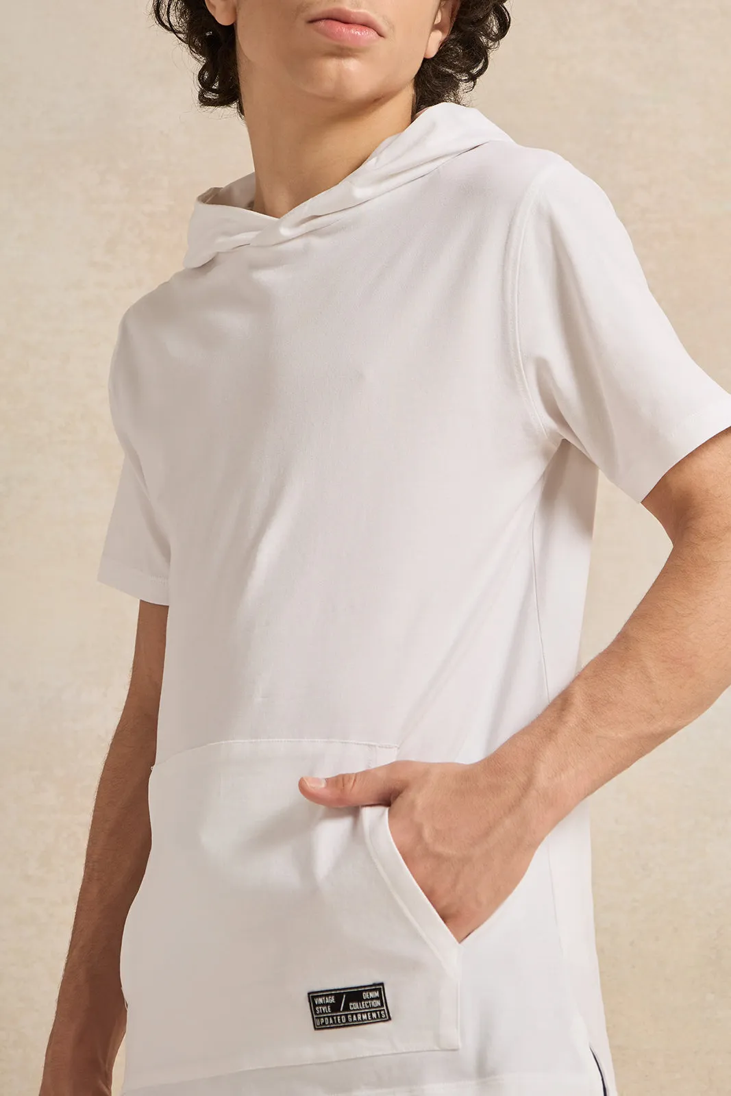 Senior Boys White Hooded T-Shirt sold by Redtag product image thumbnail 2