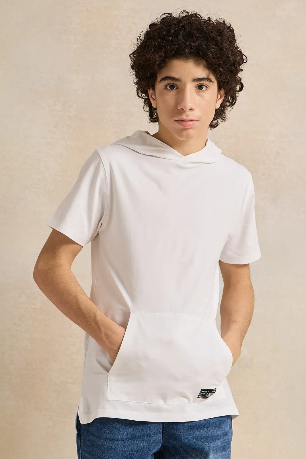 Senior Boys White Hooded T-Shirt sold by Redtag product image thumbnail 5