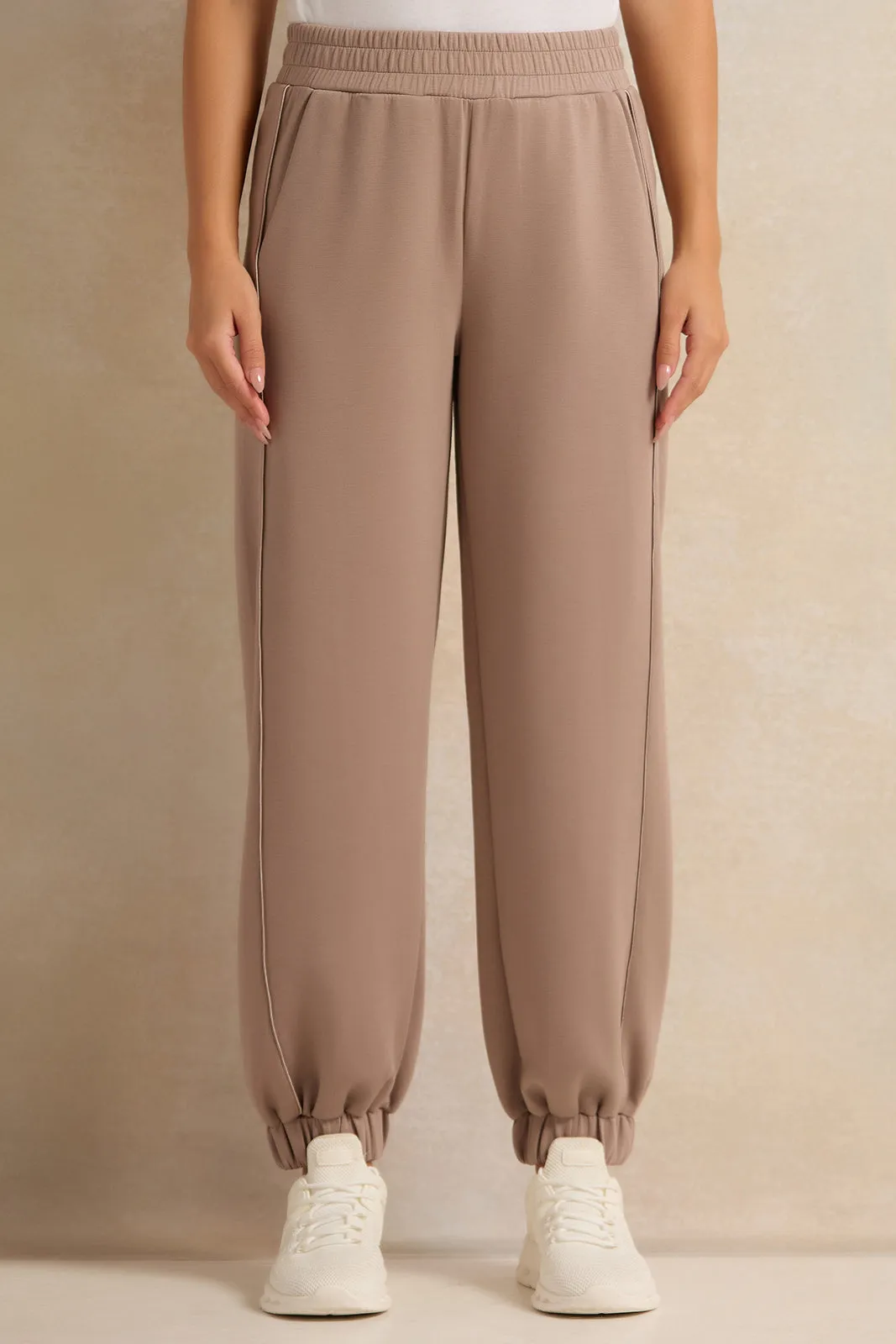 Women Brown Elasticated Jogger Pants sold by Redtag