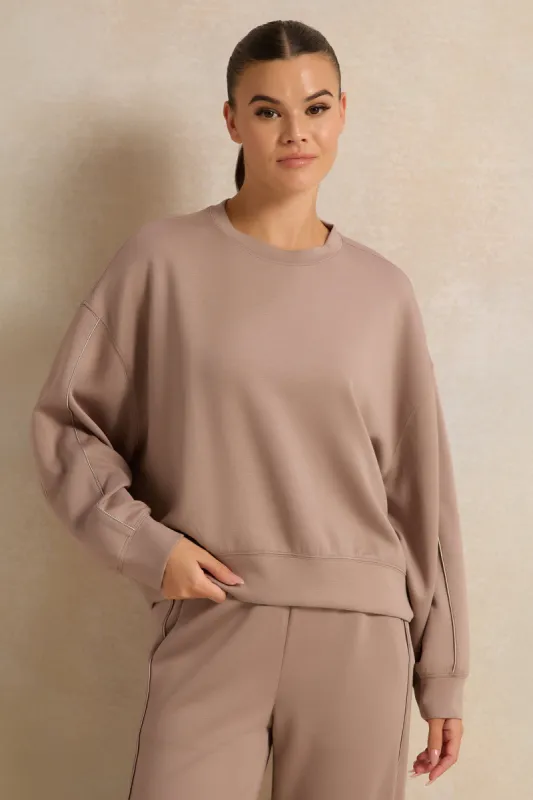 Women Brown Drop Shoulder Oversize T-Shirt sold by Redtag