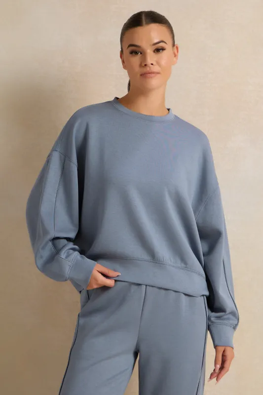 Women Blue Drop Shoulder Oversize T-Shirt sold by Redtag