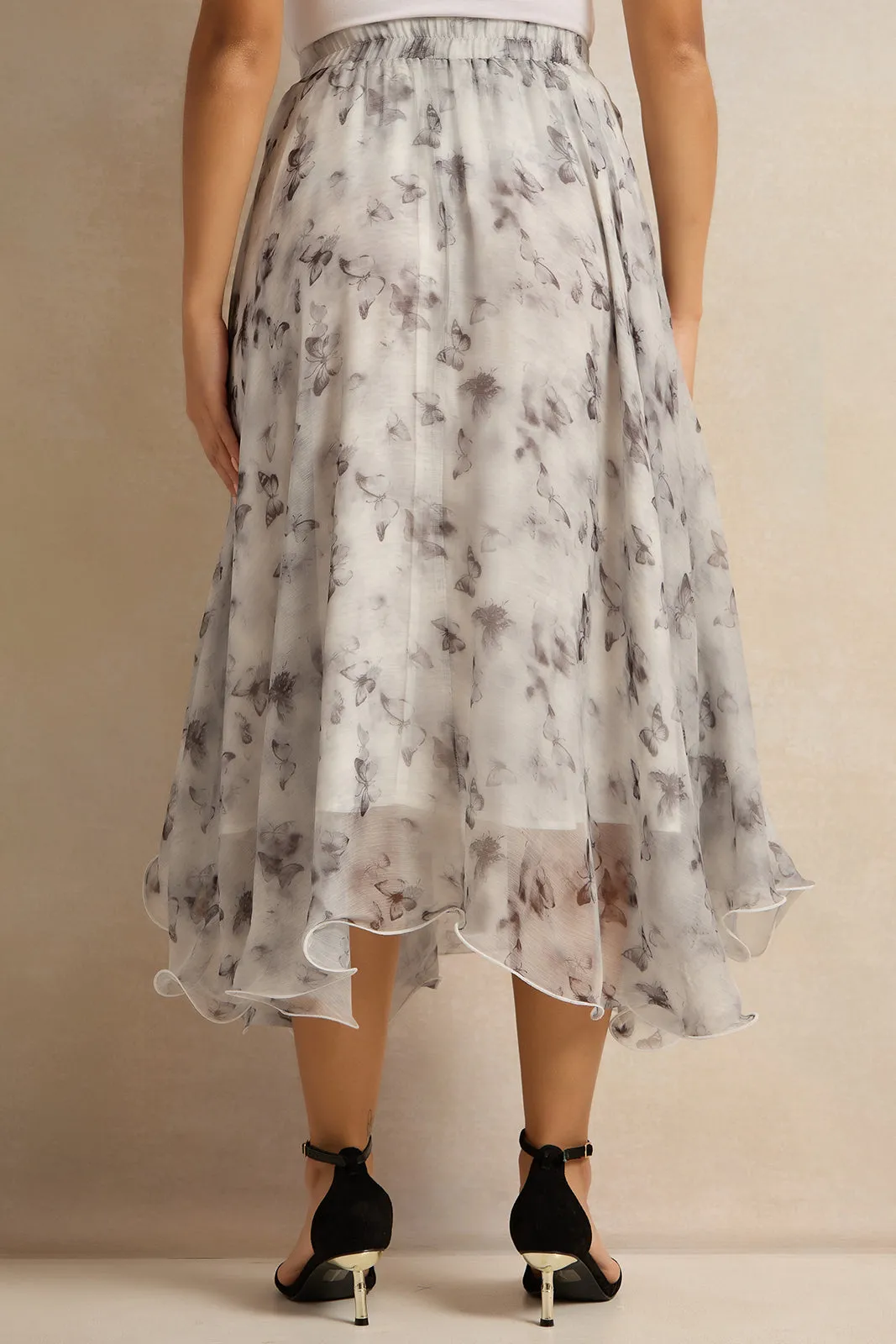 Women Grey Organza Printed Skirt sold by Redtag product image thumbnail 3