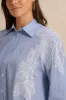 Women Blue Lace Patch Striped Shirt sold by Redtag